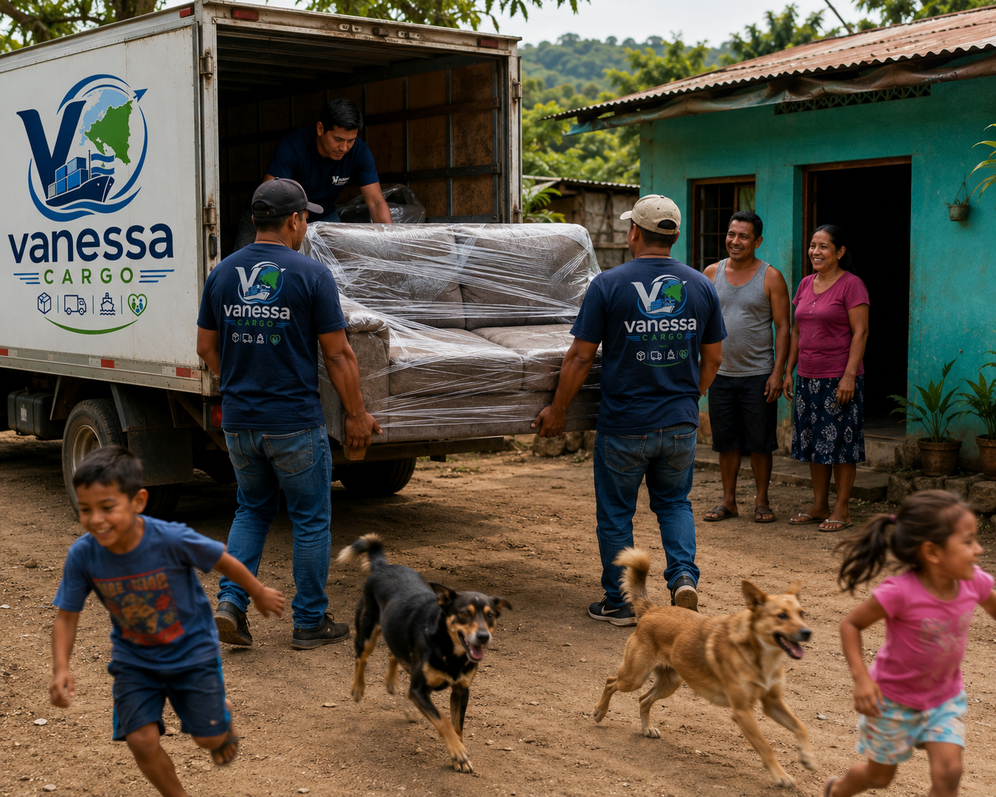 Equipo de Vanessa Cargo realizando una entrega